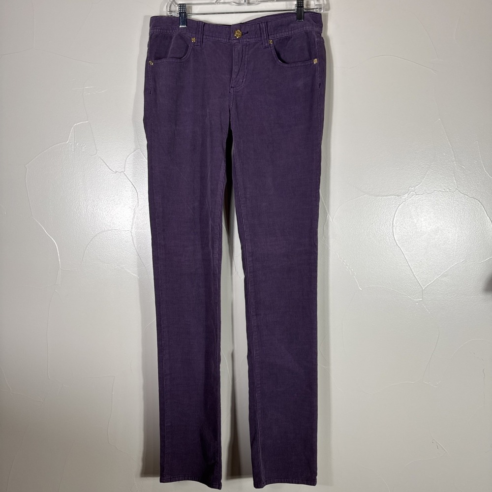 Tory Burch Corduroy Super Skinny Jean Pants Purple Corduroy Women's Size 29